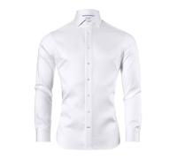 Vincenzo Boretti Camicia, Body-Fit/Taglio Molto Aderente, Elastico, Motivo a Spina di Pesce - Facile da Stirare Bianco 41-42