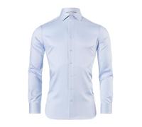 Vincenzo Boretti Camicia, Body-Fit/Taglio Molto Aderente, Elastico, Motivo a Spina di Pesce - Facile da Stirare Blu Ghiaccio 39-40