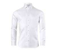 Vincenzo Boretti Camicia, Regular-Fit/Taglio Giusto, Motivo a Spina di Pesce - Non-Stiro Bianco 43-44