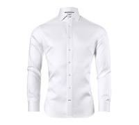 Vincenzo Boretti Camicia, Slim-Fit/Taglio Aderente, Motivo a Spina di Pesce - Non-Stiro Bianco 37-38