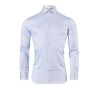 Vincenzo Boretti Camicia, Slim-Fit/Taglio Aderente, Motivo a Spina di Pesce - Non-Stiro Blu Ghiaccio 41-42
