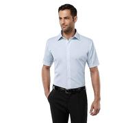 Vincenzo Boretti Camicia Uomo Eleganti, Taglio Aderente/Slim-Fit, Collo Classico, Manica Corta, in Tinta Unita - Non Stiro/Non-Iron Azzurro 39-40