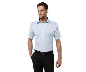 Vincenzo Boretti Camicia Uomo Eleganti, Taglio Aderente/Slim-Fit, Collo Classico, Manica Corta, in Tinta Unita - Non Stiro/Non-Iron Azzurro 37-38