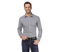 Vincenzo Boretti Camicia Uomo Eleganti, Taglio Aderente/Slim-Fit, Collo Classico, Manica Lunga, a Quadri con Inserti in Contrasto - Non Stiro/Non-Iron Verde 39-40