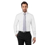 Vincenzo Boretti Camicia Uomo Eleganti, Taglio Aderente/Slim-Fit, Collo Classico, Manica Lunga con Polsini risvoltati, in Tinta Unita - Non Stiro/Non-Iron Bianco 37-38