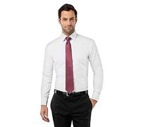 Vincenzo Boretti Camicia Uomo Eleganti, Taglio Aderente/Slim-Fit, Collo Classico, Manica Lunga, in Tinta Unita - Non Stiro/Non-Iron Bianco 43-44