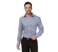Vincenzo Boretti Camicia Uomo Eleganti, Taglio Normale/Regular-Fit, Collo Classico, Manica Lunga, con Motivo, con Inserti in Contrasto - Non Stiro/Non-Iron Azzurro 45-46