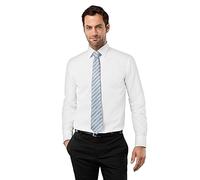 Vincenzo Boretti Camicia Uomo Eleganti, Taglio Normale/Regular-Fit, Collo Classico, Manica Lunga, in Tinta Unita - Non Stiro/Non-Iron Bianco 41-42