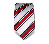 Vincenzo Boretti cravatta elegante classica da uomo, 8 cm x 15 cm, di pura seta di alta qualità, idrorepellente e antisporco, motivo a righe rosso