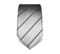 Vincenzo Boretti cravatta elegante classica da uomo, 8 cm x 15 cm, di pura seta di alta qualità, idrorepellente e antisporco, motivo a righe grigio