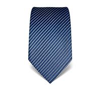 Vincenzo Boretti cravatta elegante classica da uomo, 8 cm x 15 cm, di pura seta di alta qualità, idrorepellente e antisporco, motivo a righe blu scuro