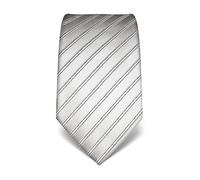 Vincenzo Boretti cravatta elegante classica da uomo, 8 cm x 15 cm, di pura seta di alta qualità, idrorepellente e antisporco, motivo a righe argento