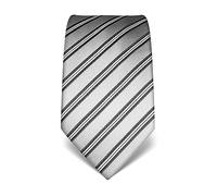 Vincenzo Boretti cravatta elegante classica da uomo, 8 cm x 15 cm, di pura seta di alta qualità, idrorepellente e antisporco, motivo a righe argento