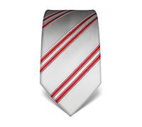 Vincenzo Boretti cravatta elegante classica da uomo, 8 cm x 15 cm, di pura seta di alta qualità, idrorepellente e antisporco, motivo a righe argento