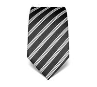 Vincenzo Boretti cravatta elegante classica da uomo, 8 cm x 15 cm, di pura seta di alta qualità, idrorepellente e antisporco, motivo a righe antracite