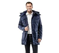 Vincenzo Boretti giubbotto-cappotto invernale lungo uomo, disegno di parka elegante casual, molto caldo, cappuccio e grandi tasche con fodera morbida, antivento blu scuro S