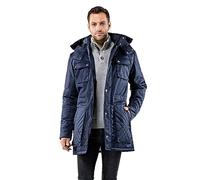 Vincenzo Boretti giubbotto-cappotto invernale lungo uomo, disegno di parka elegante casual, molto caldo, cappuccio e grandi tasche con fodera morbida, antivento blu scuro S