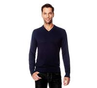 Vincenzo Boretti Maglione-Pullover Elegante da Uomo, Disegno Classico, Collo-a V a Costine, Manica-Lunga, Aderente/Slim-Fit, Caldo - Ideal per Inverno, Autunno, Mezza Stagione Blu Scuro M