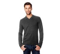 Vincenzo Boretti Maglione-Pullover Elegante da Uomo, Disegno Classico, Collo-a V a Costine, Manica-Lunga, Aderente/Slim-Fit, Caldo - Ideal per Inverno, Autunno, Mezza Stagione Antracite L