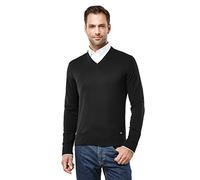 Vincenzo Boretti Maglione-Pullover Elegante da Uomo, Disegno Classico con Collo-a V, Manica-Lunga, Taglio Aderente/Slim-Fit, Caldo - Ideal per Inverno, Autunno, Mezza Stagione Nero M