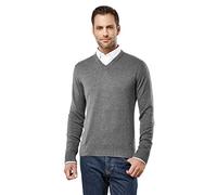 Vincenzo Boretti Maglione-Pullover Elegante da Uomo, Disegno Classico con Collo-a V, Manica-Lunga, Taglio Aderente/Slim-Fit, Caldo - Ideal per Inverno, Autunno, Mezza Stagione Grigio Scuro S