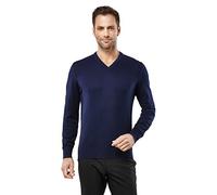 Vincenzo Boretti Maglione-Pullover Elegante da Uomo, Disegno Classico con Collo-a V, Manica-Lunga, Taglio Aderente/Slim-Fit, Caldo - Ideal per Inverno, Autunno, Mezza Stagione Blu Scuro S