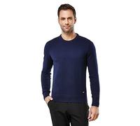 Vincenzo Boretti Maglione-Pullover Elegante da Uomo, Disegno Classico con Scollo-Rotondo, Manica-Lunga, Aderente/Slim, Caldo - Ideal per Inverno, Autunno, Mezza Stagione Blu Scuro S