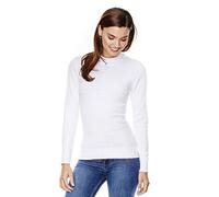 Vincenzo Boretti Maglione-Pullover Elegante Donna, Disegno Classico con Collo-Alto a Costine, Manica-Lunga, Taglio Normale, Caldo - Ideal per Inverno, Autunno, Mezza Stagione Bianco XL