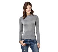 Vincenzo Boretti Maglione-Pullover Elegante Donna, Disegno Classico con Collo-Alto a Costine, Manica-Lunga, Taglio Normale, Caldo - Ideal per Inverno, Autunno, Mezza Stagione Grigio Scuro L