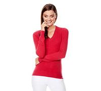 Vincenzo Boretti Maglione-Pullover Elegante Donna, Disegno Classico con Scollo-a V a Costine, Manica-Lunga, Caldo - Ideal per Inverno, Autunno, Mezza Stagione Fucsia XL
