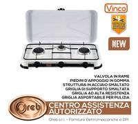VINCO Fornello A Gas Gpl 3 Fuochi Bruciatore 1.4 Kw 76003 Campeggio Camper