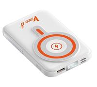 Vinco Powerbank Magnetico 10.000 mAh Bianco compatible with MagSafe | Display LED Batteria, Porte USB-A e Type-C, Supporto Apple Watch/AirPods, Flight Friendly, Ricarica Wireless 15W