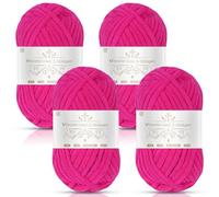 Vincona Super Chunky Chenille Gomitolo, 4x 100 g di lana spessa per uncinetto, super morbida per lavori a maglia, ideale per coperte, sciarpe, maglioni, amigurumi e altri lavori a mano rosso rosa