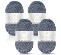 Vincona Super Chunky Chenille Gomitolo, 4x 100 g di lana spessa per uncinetto, super morbida per lavori a maglia, ideale per coperte, sciarpe, maglioni, amigurumi e altri lavori a mano grigio scuro