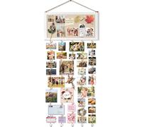 VINCOURNA Cornici Foto Multiple da Parete, Cornice Multipla da Parete con Tavola per Messaggi E 30 Foto Clip, Portafoto da Parete Multiplo, Porta Foto Multiple da Parete per Muro Memoria Esposizione