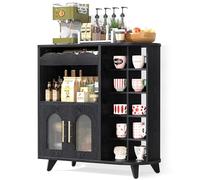 VINCOURNA Kitchen Cabinet, Mobiletto Cucina con Porta Bicchierini Caffè, Mobile Cucina con Ante, Armadio con Cassetto, Coffee Bar Station per Macchina da Caffè, Tazzine da Caffè (40x80x91 cm)
