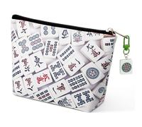 Vincreem Borsa portamonete Mahjong con portachiavi Mahjong Set PU Leather Mahjong a tema portamonete Mahjong Regali per Mahjong Amante Donne Mamma Nonna Compleanno Regali di Natale Accessori Sacchetto