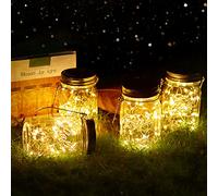 Vindany Lanterne Solari da Esterno - 4 Pezzi Lanterna Solare Esterno 30LED, Impermeabile IP65 Lampada Solare Barattolo Auto On Luci Solari da Giardino per Terrazza Patio Festa Bianco Caldo