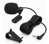 VINDENI Microfono per Autoradio, 3.5mm Microfono Auto, Plug and Play | Microfono Autoradio con Adesivo e Clip, Cavo da 3 m per Registrazione di Interviste Video, Audio Bluetooth Stereo, GPS e DVD