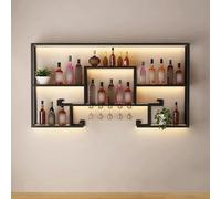 Vineria Da Parete，Porta Bottiglie Di Vino Da Parete Con Supporto In Vetro Metallo Per Bottiglie Di Vino Con Ripiani Per Bottiglie E Bicchieri Per Sala Da Pranzo E Bar(Size:120cm)