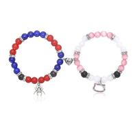 VINEST 1 paio di braccialetti magnetici a forma di cuore, braccialetto elastico gatto, perline a lunga distanza con scatola di sospensione, per coppie e migliori amici, Eine Grösse, vetro, lega