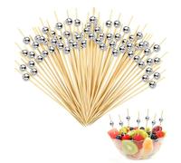 VINEST 200 spiedini da cocktail, monouso, finger food, stuzzicadenti in bambù con perle rotonde, spiedini per snack, finger food, cocktail spiedini per frutta, snack antipasti, decorazioni da cocktail