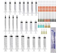 VINEST 24pcs Siringhe Punta Luer Lock, Siringhe 20/10/5/3/2/1ml con Blunt Ago 14/15/16/17/18/20g, Siringa con Tappi, Siringhe 10 ml Plastica per Animali Domestici Laboratori Scientifici Giardinaggio