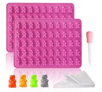 VINEST 5 Pezzi Orsetti Gommosi Stampi in Silicone, Stampi per Cioccolato, Riutilizzabile Caramelle Gommose Stampi Silicone con Sacchetto di caramelle e Contagocce, per DIY Caramelle