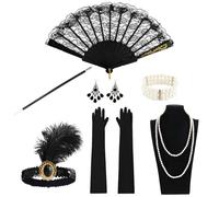 VINEST Costume da donna anni '20, anni '20, accessori da donna con punta di sigaretta, nero Mafia, Great Gatsby Accessories da donna per feste a tema degli anni '20