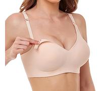Vinfact Reggiseno Liscio per Allattamento, Senza Cuciture, per Gravidanza, Senza Ferretto, con prolunga Extra per Reggiseno, New-Nudo, S