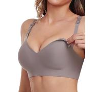 Vinfact Reggiseno Liscio per Allattamento, Senza Cuciture, per Gravidanza, Senza Ferretto, con prolunga Extra per Reggiseno, Grigio., XXL