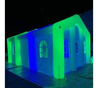 Vinfgoes Tenda gonfiabile bianca portatile di nozze con luci LED colorate 1 porta casa costruzione all'aperto tenda foranea Windows chiesa per il partito, 8m x 5m x 4m