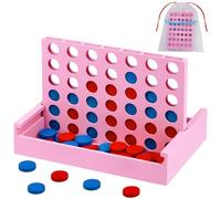 VingaHouse Forza 4 Gioco in Legno -Quattro Giocattoli di Fila - Giochi da Tavolo per Bambini - Giocattoli da Viaggio - Giochi Educativi - Ideale come Regalo per Bambini dai 4 5 6 7 8 Anni in su [Rosa]