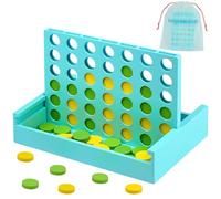 VingaHouse Forza 4 Gioco in Legno -Quattro Giocattoli di Fila - Giochi da Tavolo per Bambini - Giocattoli da Viaggio - Giochi Educativi - Ideale come Regalo per Bambini dai 4 5 6 7 8 Anni in su [Blu]